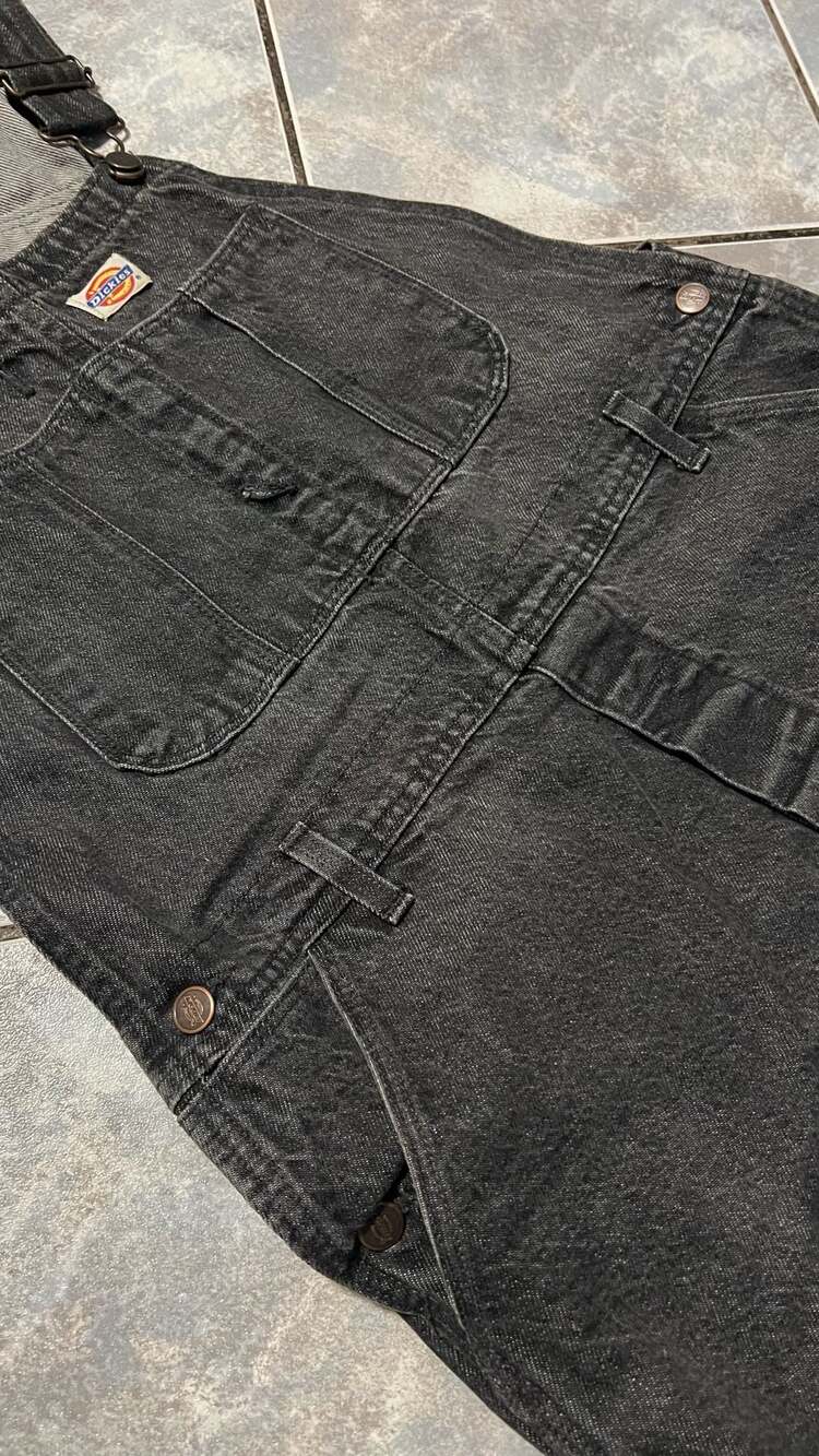 Dickies Vintage Black Denim Bib Overalls - Picture 4 of 9